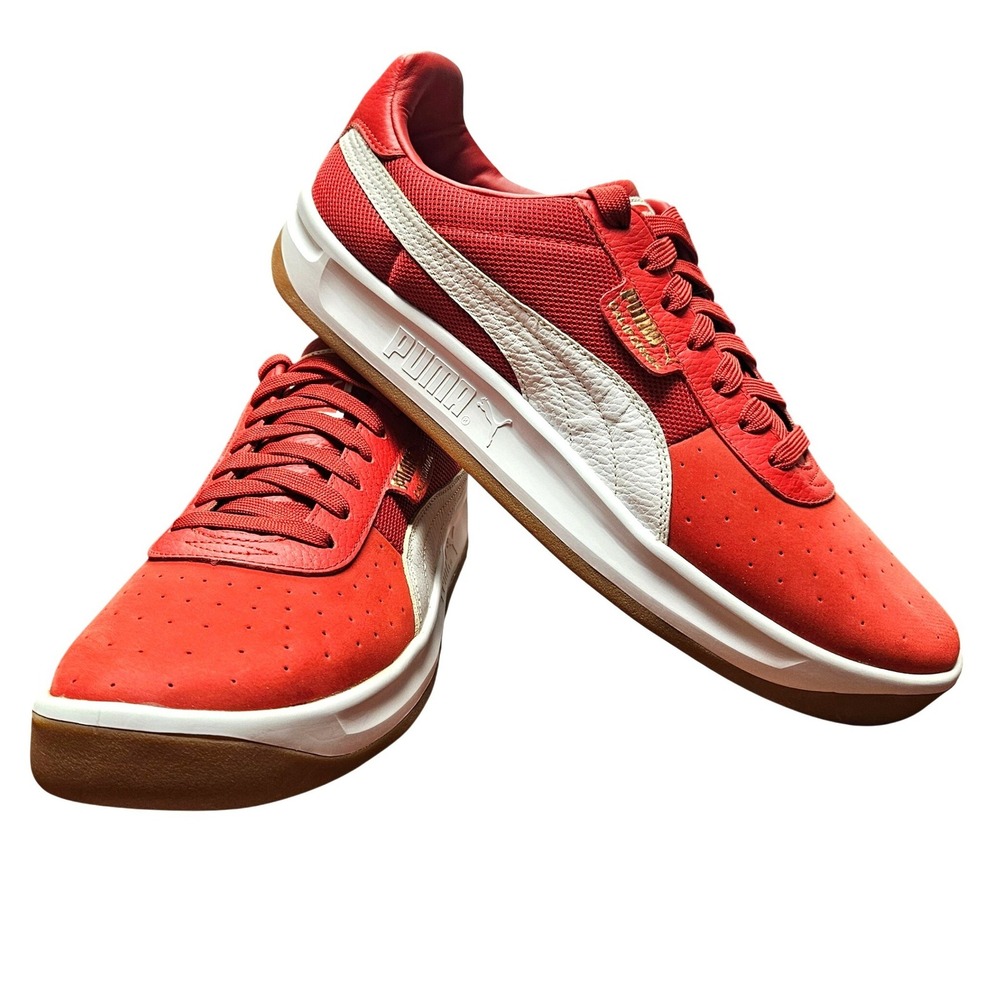 Puma California Red White Gum Sole Sneakers Mens 13 Low Top 366608 07
